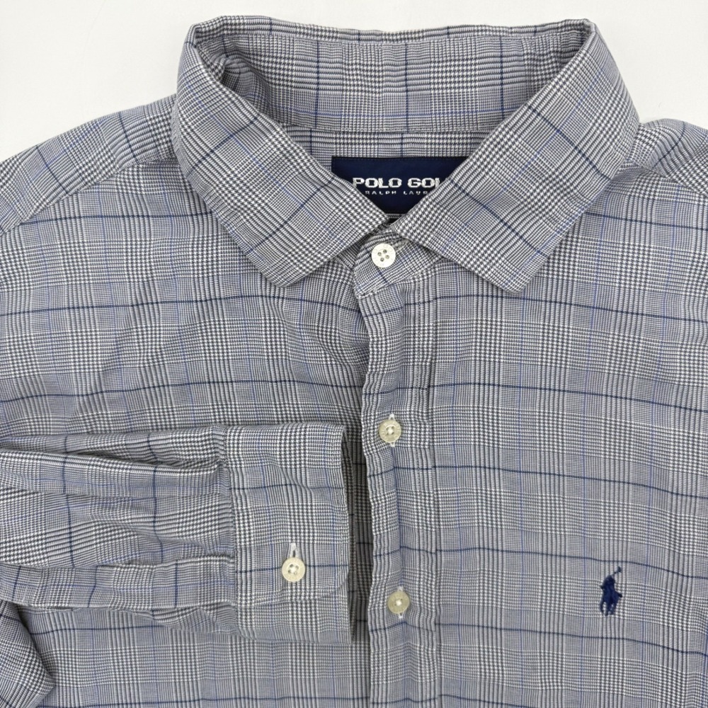 Polo Golf Ralph Lauren Shirt Mens M Blue Westerton Glen Plaid Cotton Long Sleeve